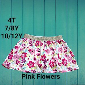 Cynthia Rowley Pink Flowers Skort Glitter Waist Girls Super soft Cotton NWOT